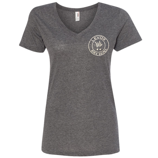 Womens "LeVox" Grey V-Neck T-Shirt