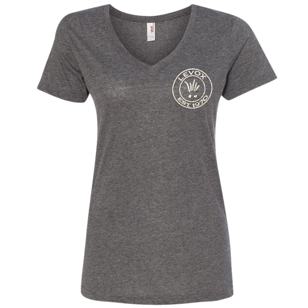 Womens "LeVox" Grey V-Neck T-Shirt